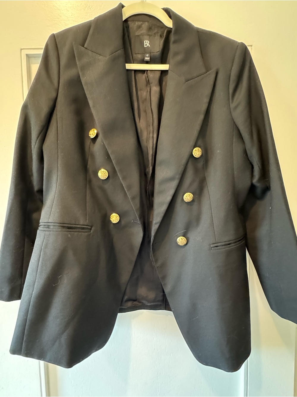 Banana Republic Black Double-Breasted Blazer with Gold Buttons